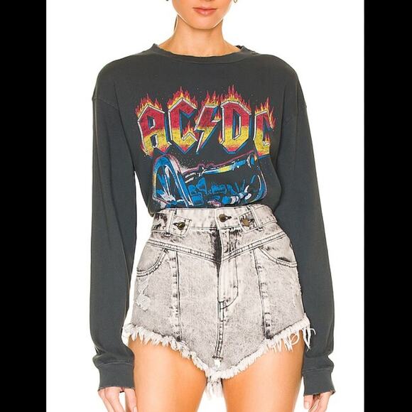 Daydreamer AC/DC For Those About to Rock Long Sleeve Top in Vintage Black Small - Picture 1 of 9